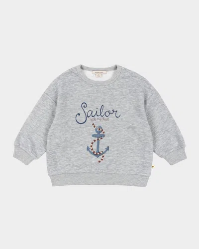 Konges Slojd Kids' Boy's Lou Sailor Sweatshirt In Grey Melange