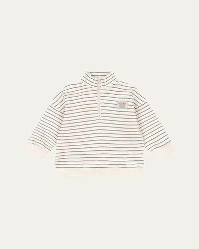 Konges Slojd Kids' Boy's Lou Striped Half-zip Sweater In Gray