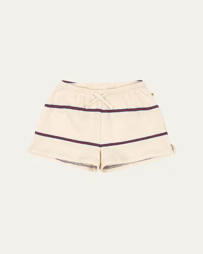 Konges Slojd Kids' Boy's Trio Striped Drawstring Shorts In Neutral