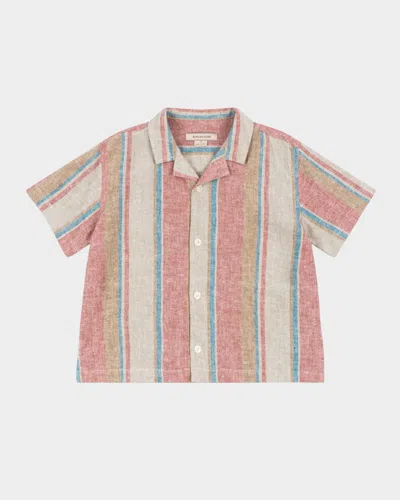 Konges Slojd Kids' Boy's Venice Stripe Button Down Shirt In Stan Stripe