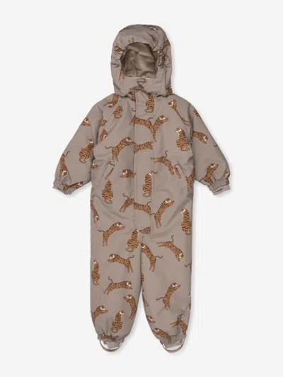 Konges Slojd Kids' Boys Nohr Tiger Snowsuit In Brown