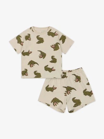 Konges Slojd Kids' Boys Organic Cotton Crocodile Short Set In Multicoloured