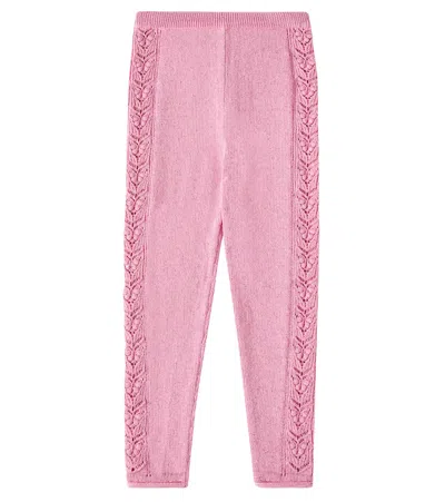 Konges Slojd Kids' Cabby Cotton And Wool Leggings In Pink