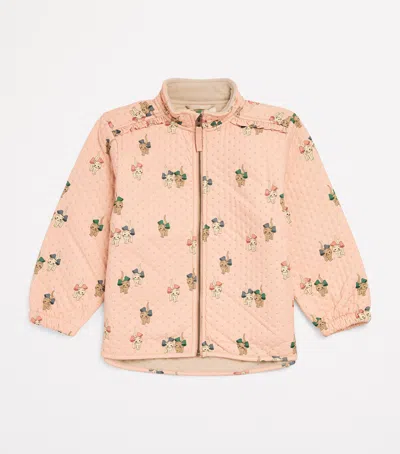 Konges Slojd Kids' Cat Print Thermal Jacket In Pink