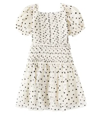 Konges Slojd Kids' Charlene Polka-dot Tulle Dress In Beige