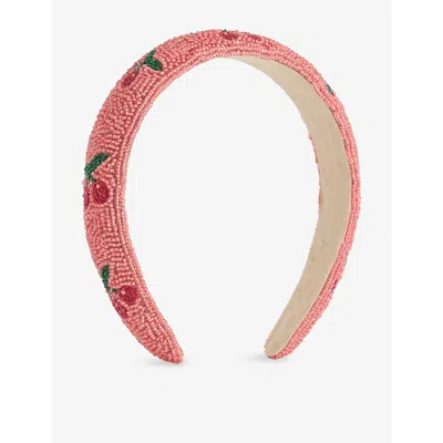 Konges Slojd Kids' Cherry Beaded Headband In Pink