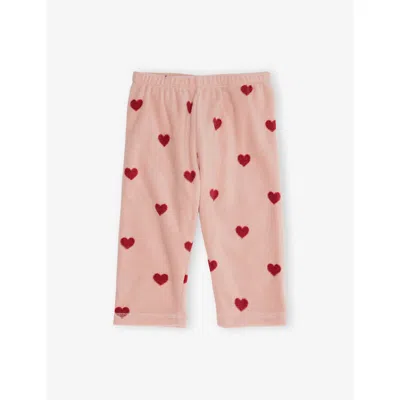 Konges Slojd Kids' Coeur Mellow Tavi Heart-print Fleece Trousers 12 Months-10 In Pink