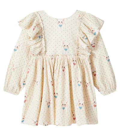 Konges Slojd Kids' Konges Sløjd Elin Bow-detail Cotton Seersucker Dress In White
