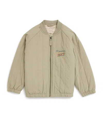 Konges Slojd Kids' Embroidered Juno Bomber Jacket In Neutral