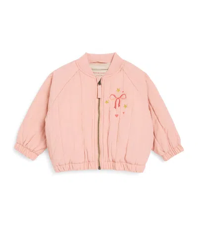 Konges Slojd Kids' Embroidered Juno Bomber Jacket In Pink