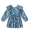 Konges Slojd Evia Bow-detail Printed Cotton Dress In Blue