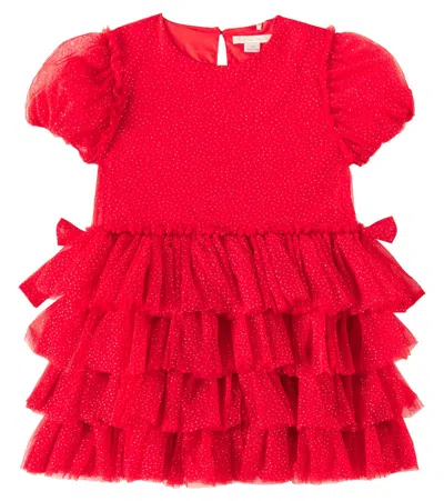 Konges Slojd Kids' Fay Bow-detail Glitter Dress In Red