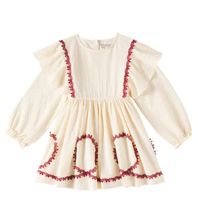 Konges Slojd Kids' Fee Embroidered Cotton Dress In Beige