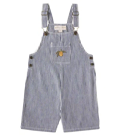 Konges Slojd Kids' Fender Striped Cotton Twill Overalls In Blue
