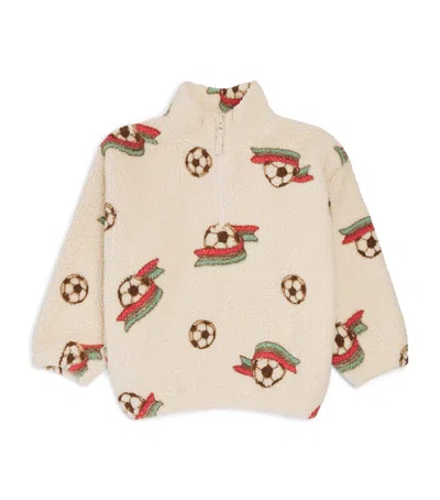Konges Slojd Kids'  Fleece Jody Teddy Half-zip Jacket In Pink