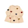 Konges Slojd French Terry Mini Dress With Hearts Kids In Nude