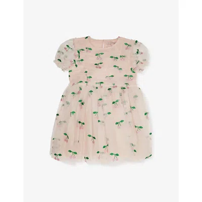 Konges Slojd Kids' G Cerise Pink Glitter Cherry-print Gathered Tullie Dress 18 Months-8