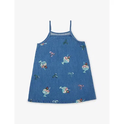 Konges Slojd Kids' Gelato Magot Sequin Strap Denim Dress 18 Months-10 In Blue