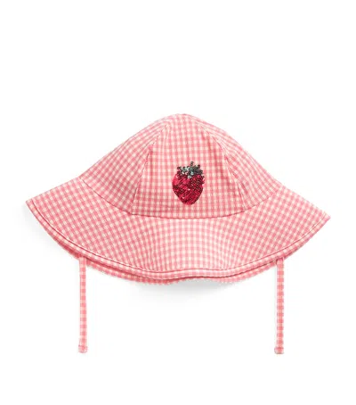 Konges Slojd Kids'  Gingham Etta Swim Hat In Pink