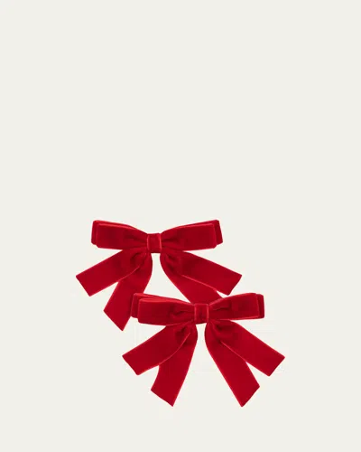 Konges Slojd Kids' Girl's 2-pack Velvet Bow Hair Clips In Burgundy