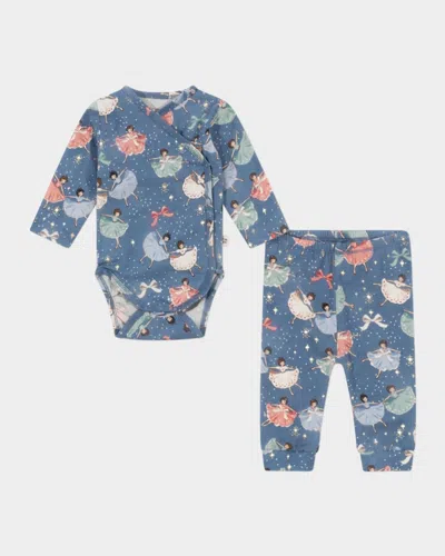 Konges Slojd Kids' Girl's Basic Newborn Bodysuit & Pants Set In Snow Bow Ballerina