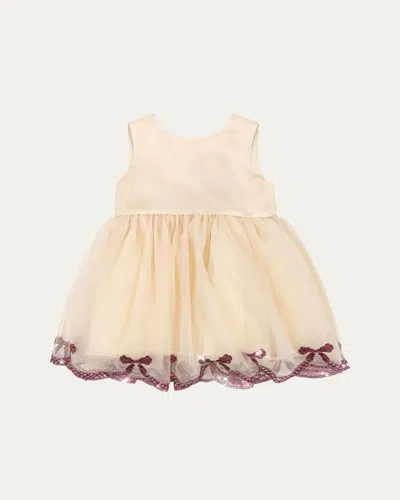 Konges Slojd Kids' Girl's Bowie Sequin Bow Dress In Brazilian Sand