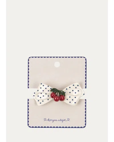 Konges Slojd Kids' Girl's Cherry Dot Hair Clip In White
