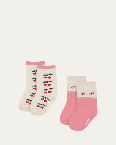 Konges Slojd Kids' Girl's Cherry Intarsia Socks In Cherry Mix