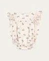 Konges Slojd Girl's Coco Bow-print Bubble Romper In Pink