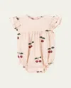 Konges Slojd Girl's Coco Cherry-print Bubble Romper In Neutral