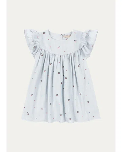 Konges Slojd Kids' Girl's Coco Cotton Muslin Dress In Blue