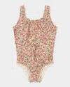 Konges Slojd Girl's Collette Floral-print Swimsuit In Kaluka