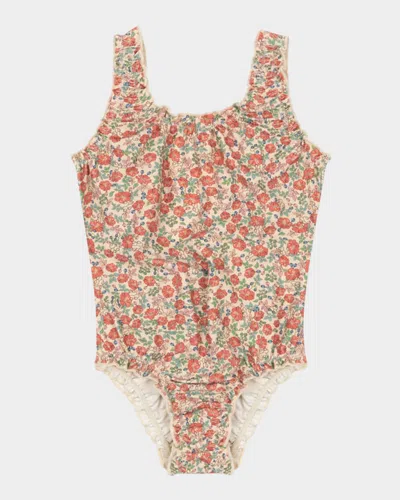 Konges Slojd Kids' Girl's Collette Floral-print Swimsuit In Kaluka