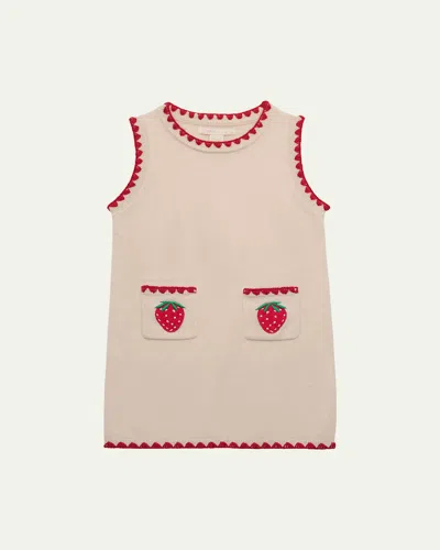 Konges Slojd Kids' Girl's Collette Sleeveless Embroidered Wool Dress In Multi