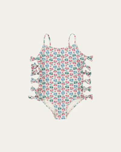 Konges Slojd Kids' Girl's Edith Floral-print Swimsuit In Evergreen