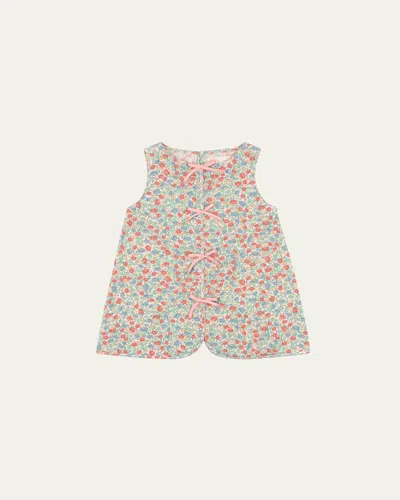 Konges Slojd Kids' Girl's Elin Floral-print Bow Dress In Fiola