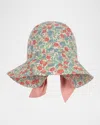 Konges Slojd Girl's Elin Floral-print Bow Sun Hat In Fiola