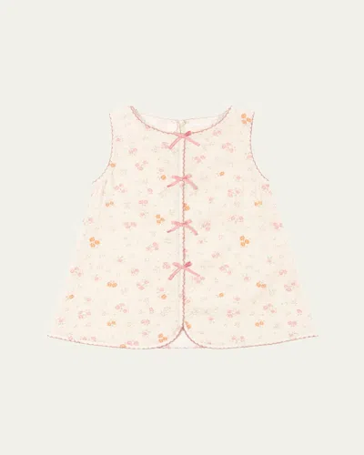 Konges Slojd Kids' Girl's Elin Sleeveless Floral Picot-trim Dress In Multi