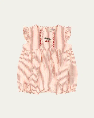 Konges Slojd Kids' Girl's Ellie Ruffled Seersucker Romper In Multi