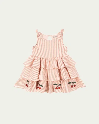 Konges Slojd Kids' Girl's Ellie Tiered Seersucker Dress In Multi