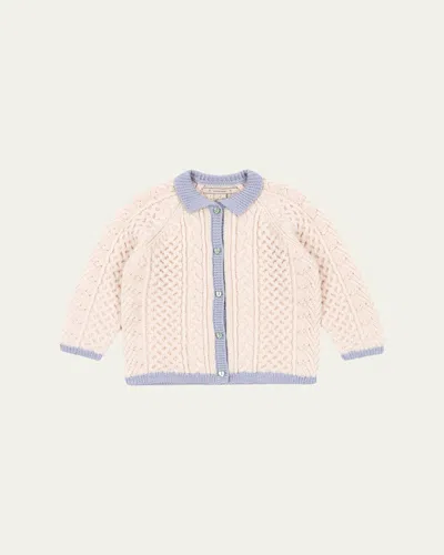 Konges Slojd Kids' Girl's Emma Cable-knit Merino Wool Cardigan In Multi