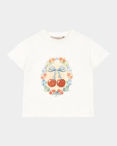 Konges Slojd Kids' Girl's Era Cherry Floral-print T-shirt In White