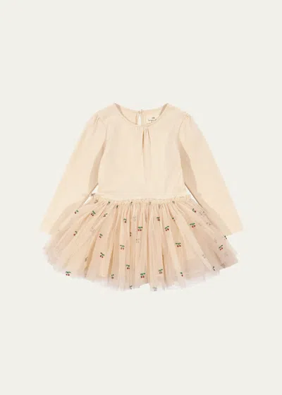Konges Slojd Kids' Girl's Feya Cherry-print Ballerina Dress In Cherry Glitter