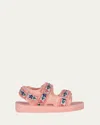 KONGES SLOJD GIRL'S FLOWER PRINTED GRIP-STRAP SANDALS, BABY/TODDLER/KIDS