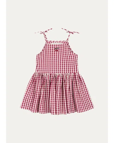 Konges Slojd Kids' Girl's Isotta Cotton Gingham Dress In Pink