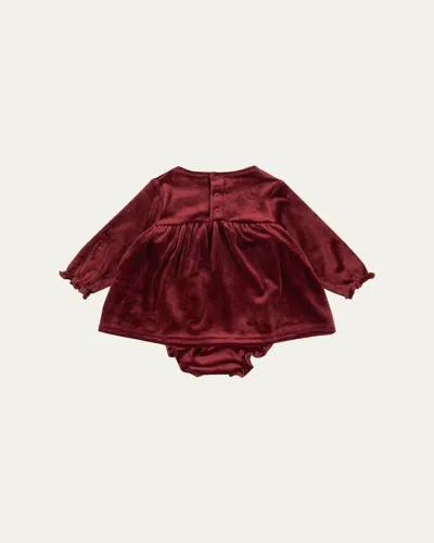Konges Slojd Kids' Girl's Jingle Velvet Romper Dress In Red