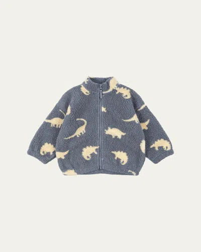 Konges Slojd Kids' Girl's Jody Teddy Fleece Jacket In Dino Mist