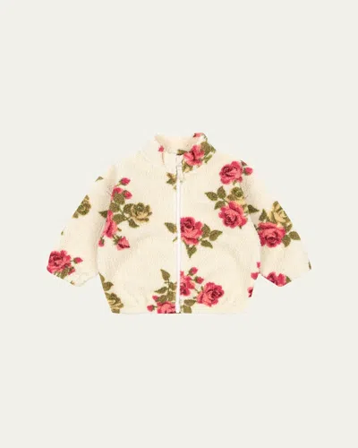Konges Slojd Kids' Girl's Jody Teddy Jacket In Midori Blanc
