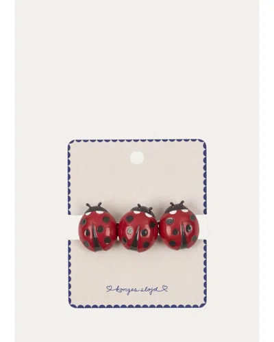 Konges Slojd Kids' Girl's Ladybug Hair Clip In Red
