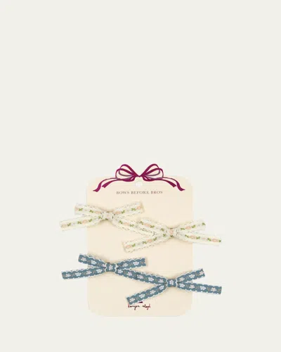 Konges Slojd Kids' Girl's Leonora Scalloped Floral Bow Hair Clips, Set Of 4 In Multi
